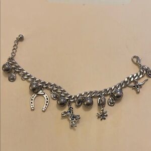 Silver Charm Bracelet with Horse and Horseshoe